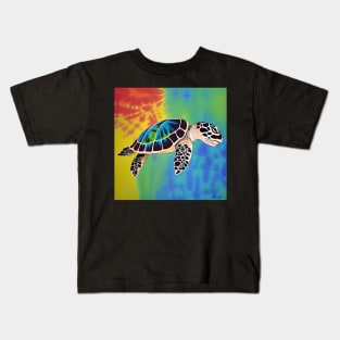 Sea Turtle Tie-Dye Painting Kids T-Shirt